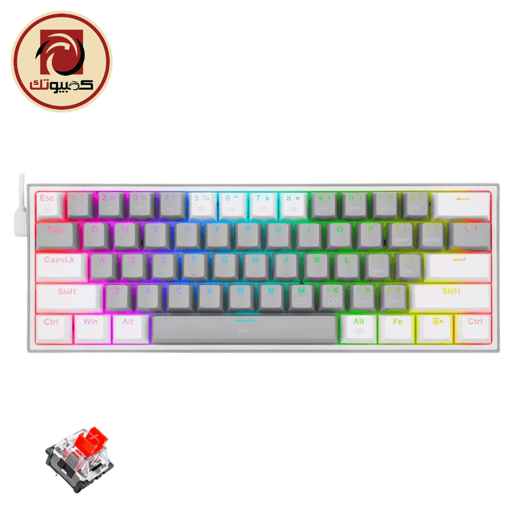 Redragon K617 FIZZ RGB Gray & White 60% Mechanical Gaming Keyboard – Red Switch