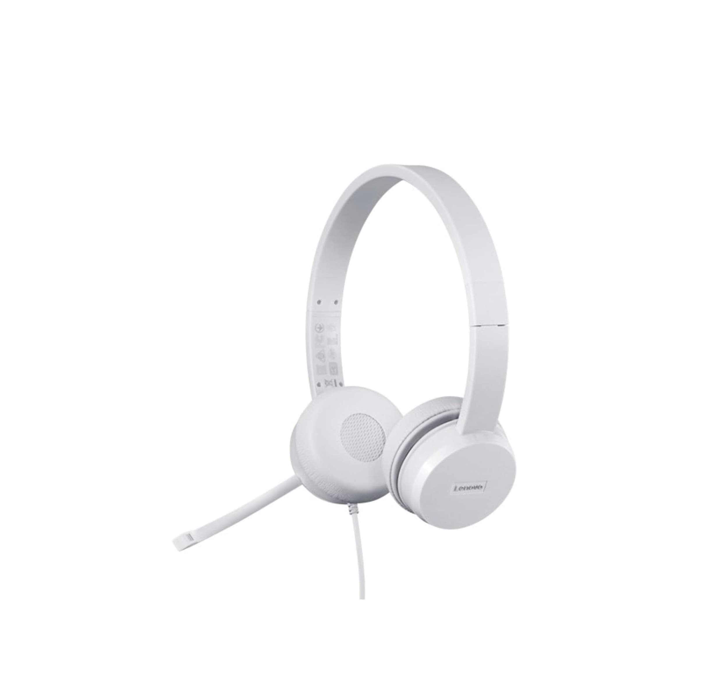 Headset Lenovo 110 Stereo 1.8m  USB.A cable –  passive noise-cancelling – Rotatable Boom Microphone for either right- or left-side wearing – protein leather and memory-foam ear cups provide all-day comfort- 3Year