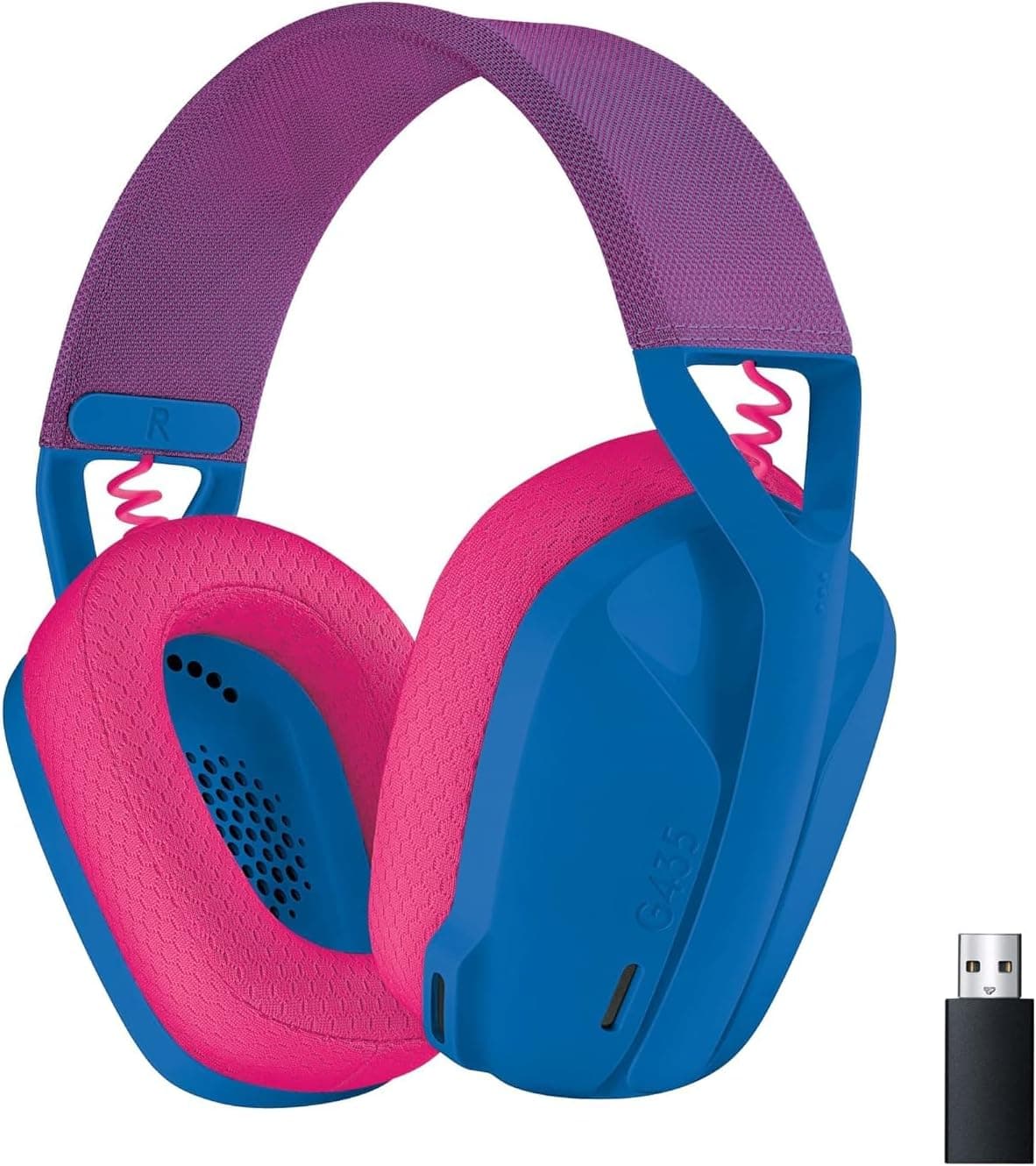 Headset Logitech G435 LIGHTSPEED & Bluetooth Wireless Gaming, Ultra Lightweight , built-in mics, 18h battery, compatible with Dolby Atmos, PC, PS4, PS5, Nintendo Switch- 2Year