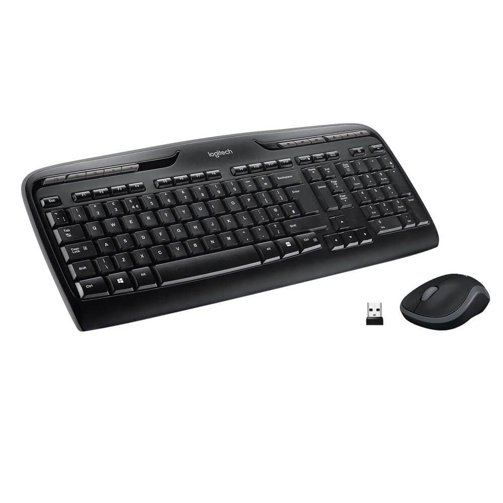 Logitech MK330 Wireless Keyboard and Mouse Combo for Windows, 2.4 GHz Wireless with USB-Receiver, Portable Mouse, Multimedia Keys, Long Battery Life, PC/Laptop, QWERTY UK Layout – Black