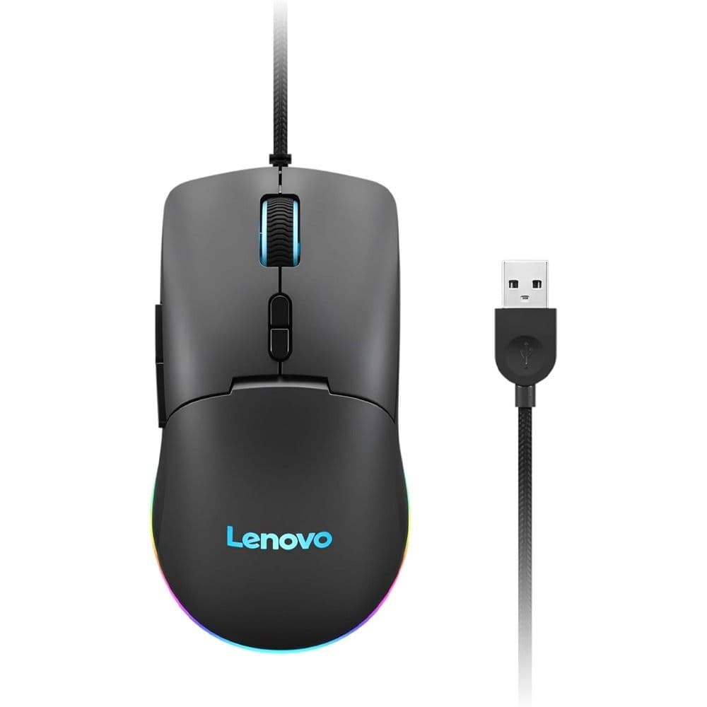 ماوس جيمنج لينوفو ليجن M210 RGB، 8000 DPI، 25G، 300 IPS، 1000 HZ، وزن خفيف 75G، مستشعر 3333، عمر افتراضي 20M، 7 أزرار، إضاءة RGB 3 مناطق، كابل 1.8 متر، ضمان سنة