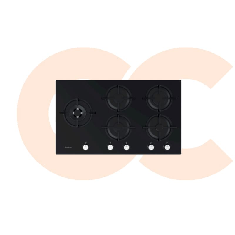 Built-In Hob Ariston Gas  5 Gas Burners Black Glass Model AGS92SBK