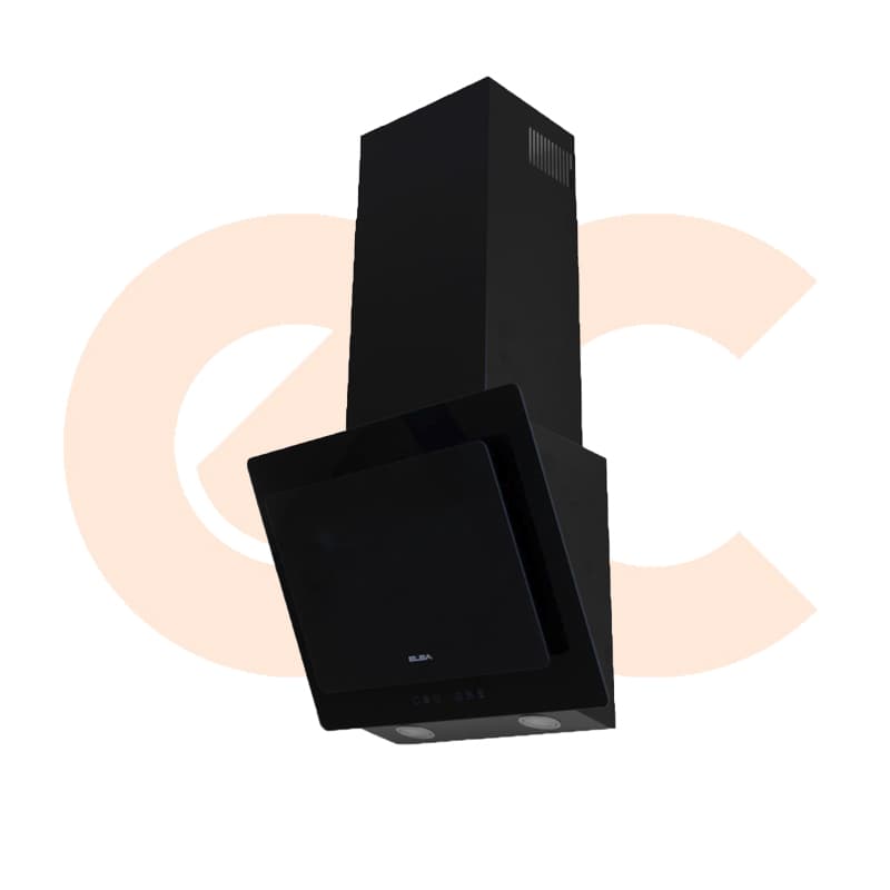 ELBA Incline Decor Chimney Hood Black Glass 60 cm Model-ECH 642 XR