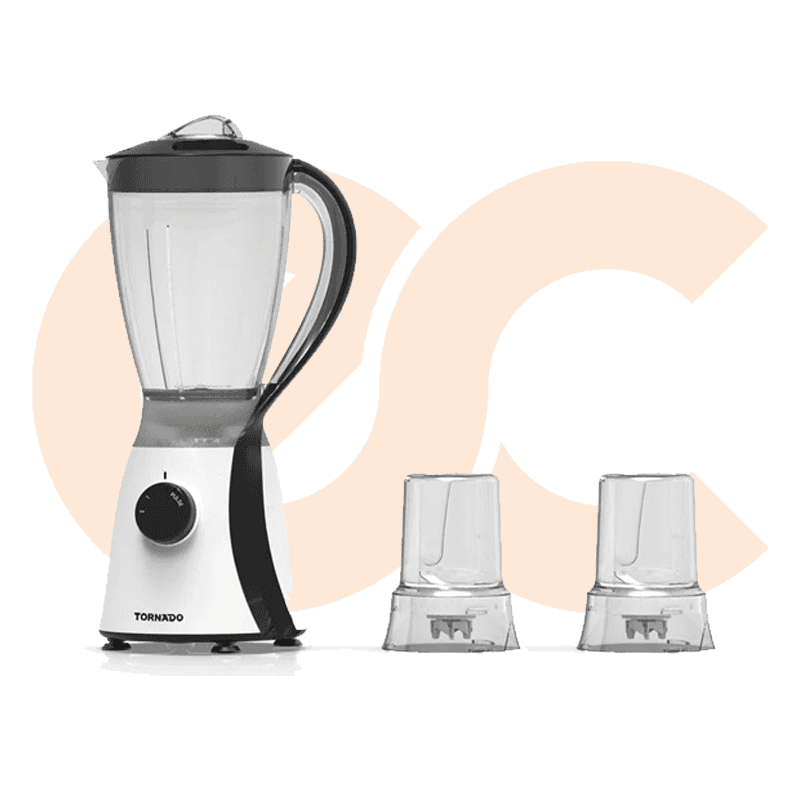 TORNADO Electric Blender 600 Watt , 1.5 Litre With 2 Mills In White Color-TB-600/2