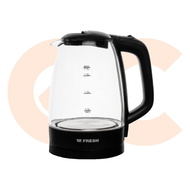 Fresh Kettle Glass 1.7 Liters  2200 Watt Black Color