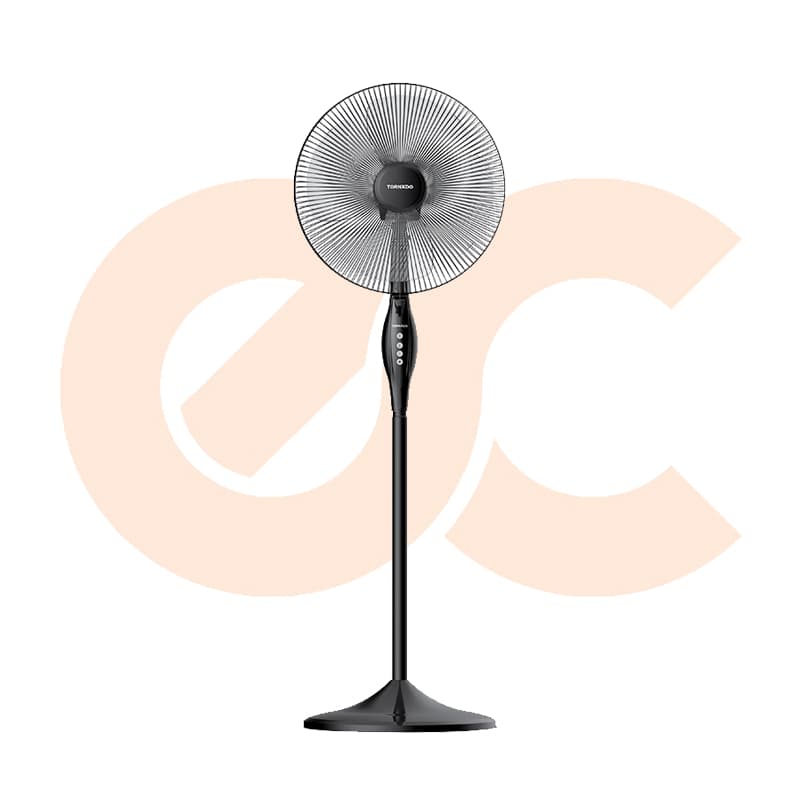 TORNADO Stand Fan 16 Inch With 4 Plastic Blades and 3 Speeds In Black Color TSF-16W