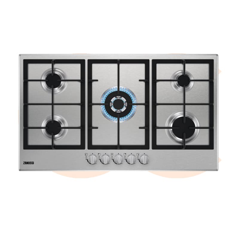 Built-In Hob Zanussi -In Gas Stainless  5 Burners 90 cm Model-ZGH96524XS