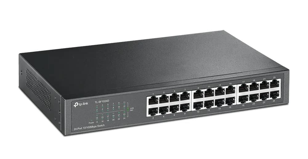 تي بي لينك ديسكتوب-Rackmount سويتش، 24 منفذ، 100ميجابيت، أسود، TL-SF1024D