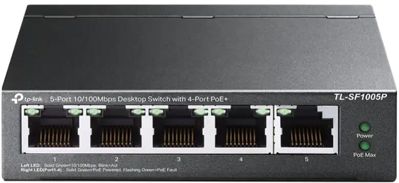 تي بي لينك ديسكتوب- POE سويتش، 5 منافذ ، 10-100 ميجا، أسود، TL-SF1005P