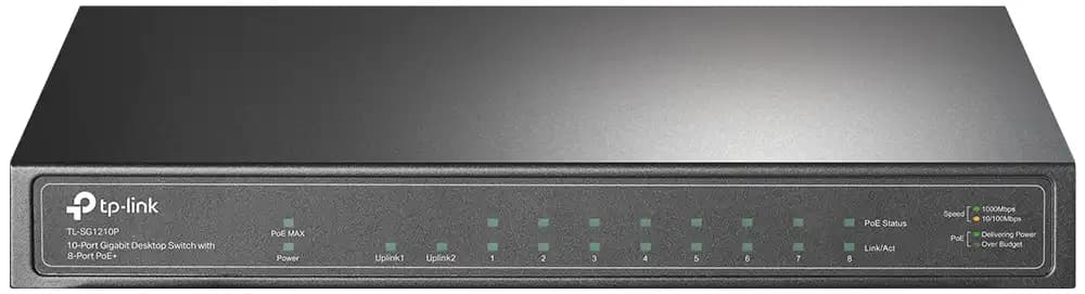 تي بي لينك ديسكتوب- POE سويتش، 10 منافذ جيجابيت، أسود،TL-SG1210P