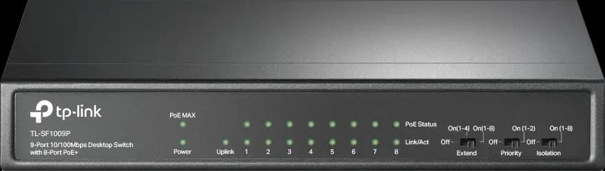 محول ايثرنت تي بي لينك 9 مخرج، سرعة 10-100 ميجابت، أسود، TL-SF1009P