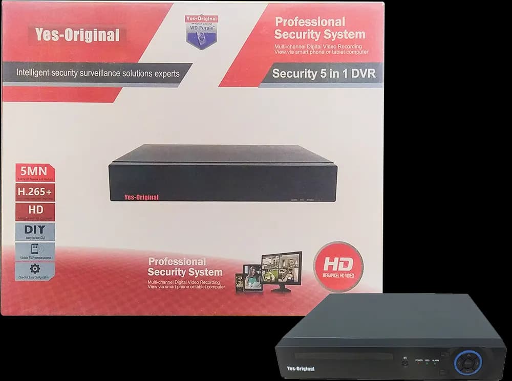 جهاز تسجيل فيديو يس اوريجينال 8 قناة، 5*1، HD H265، USB، أسود، OR.8CH 5IN1 -5MN
