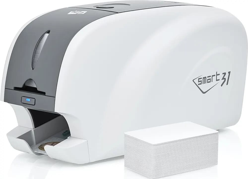 طابعة بطاقات الهوية الذكية IDP SMART-31S طباعة الوان واحادية اللون منفذ USB - أبيض