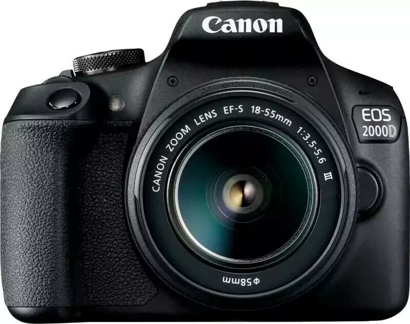 كاميرا كانون DSLR 2000 دي، عدسة   18- 55 مللي متر، دقة  الوضوح 24.1 ميجابيكسل، شاشة إل سي دي ، أسود