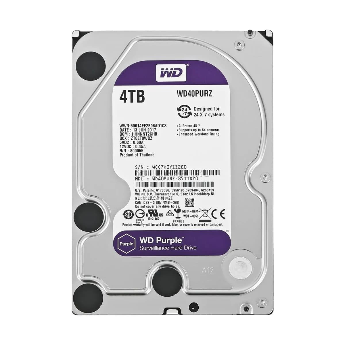 Western Digital Purple Surveillance Hard Drive 2TB