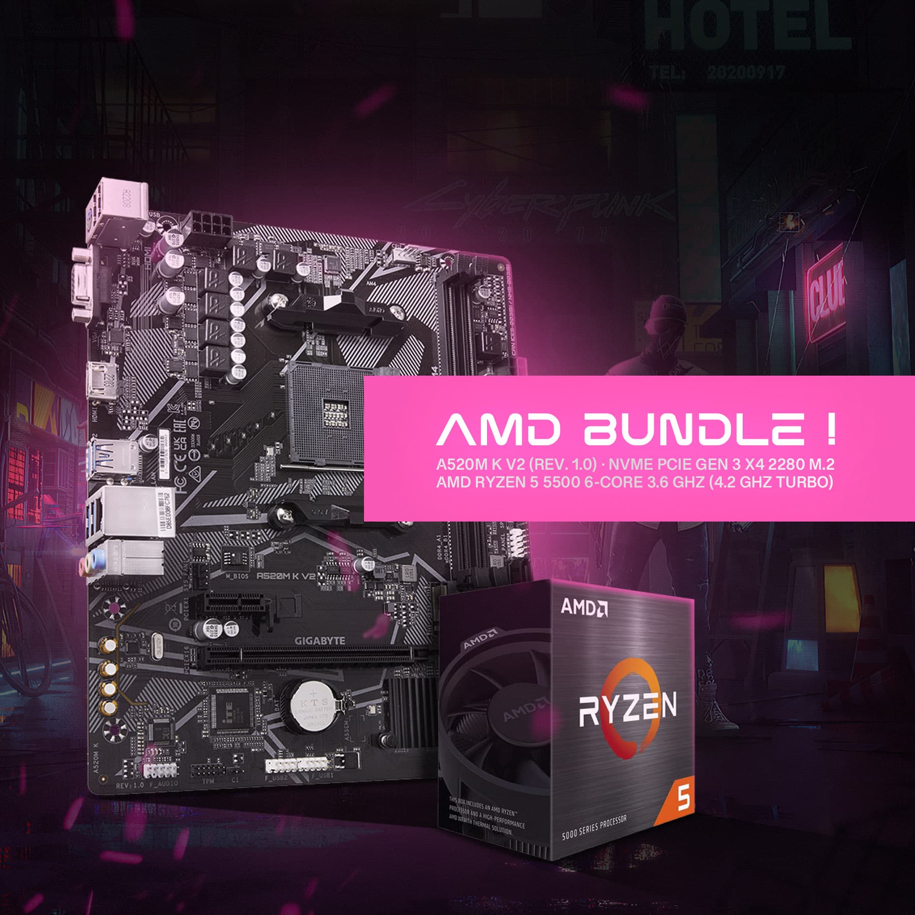 AMD Bundle ( Gigabyte A520M K V2 + AMD Ryzen 5 5500 Box )