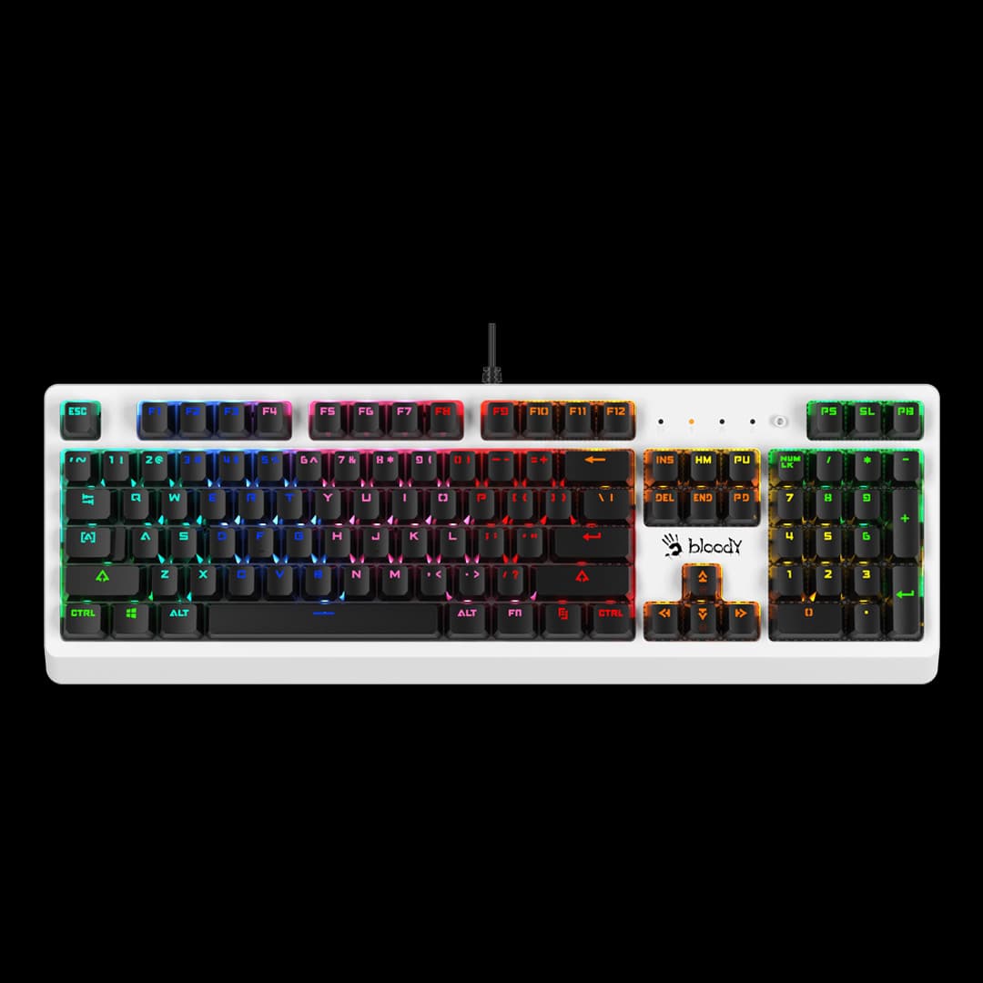 كيبورد جيمنج Bloody B810RC بتقنية LIGHT STRIKE وإضاءة RGB متحركة، لون أبيض