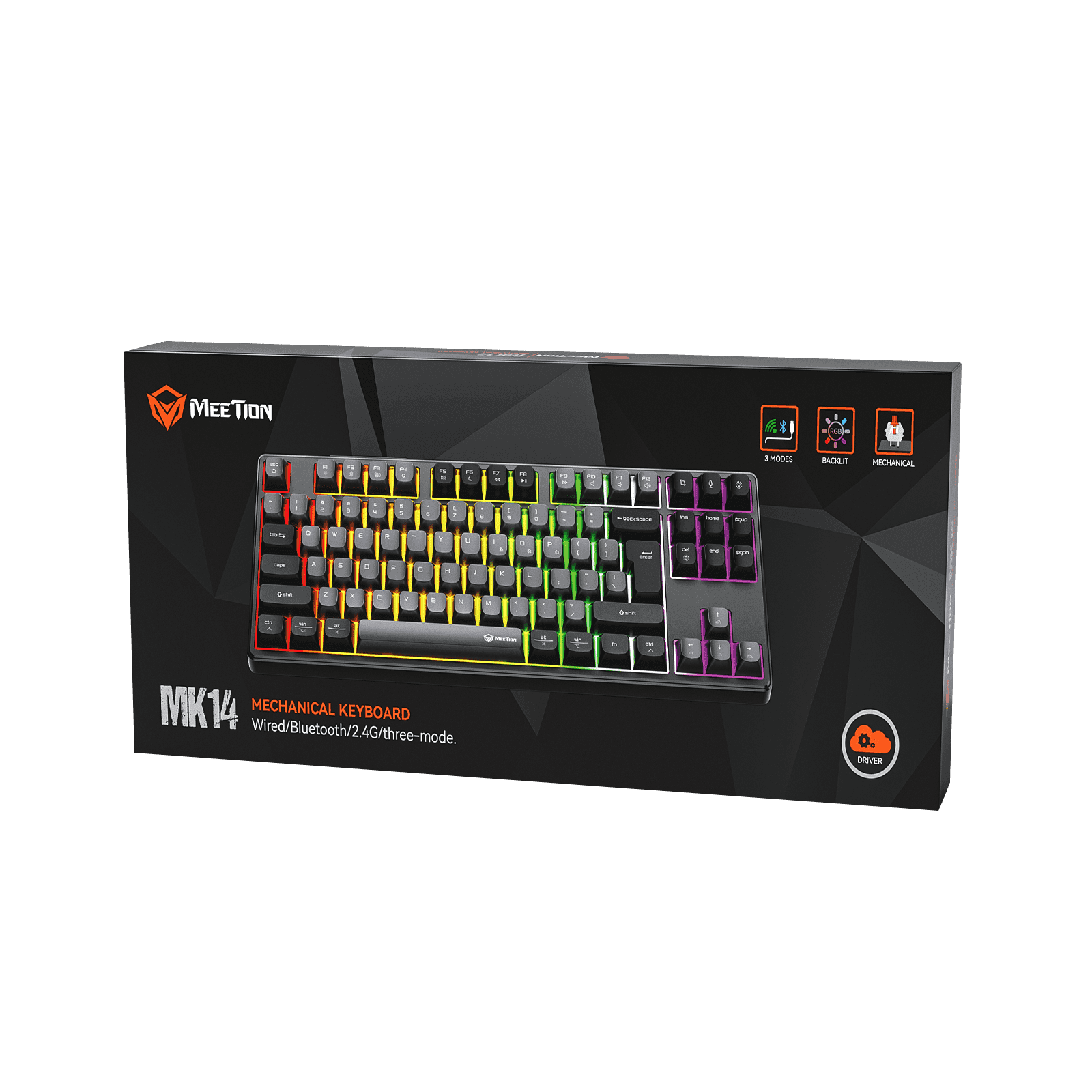 كيبورد ميكانيكي Meetion MK14 TKL RGB لاسلكي بـ 3 أوضاع