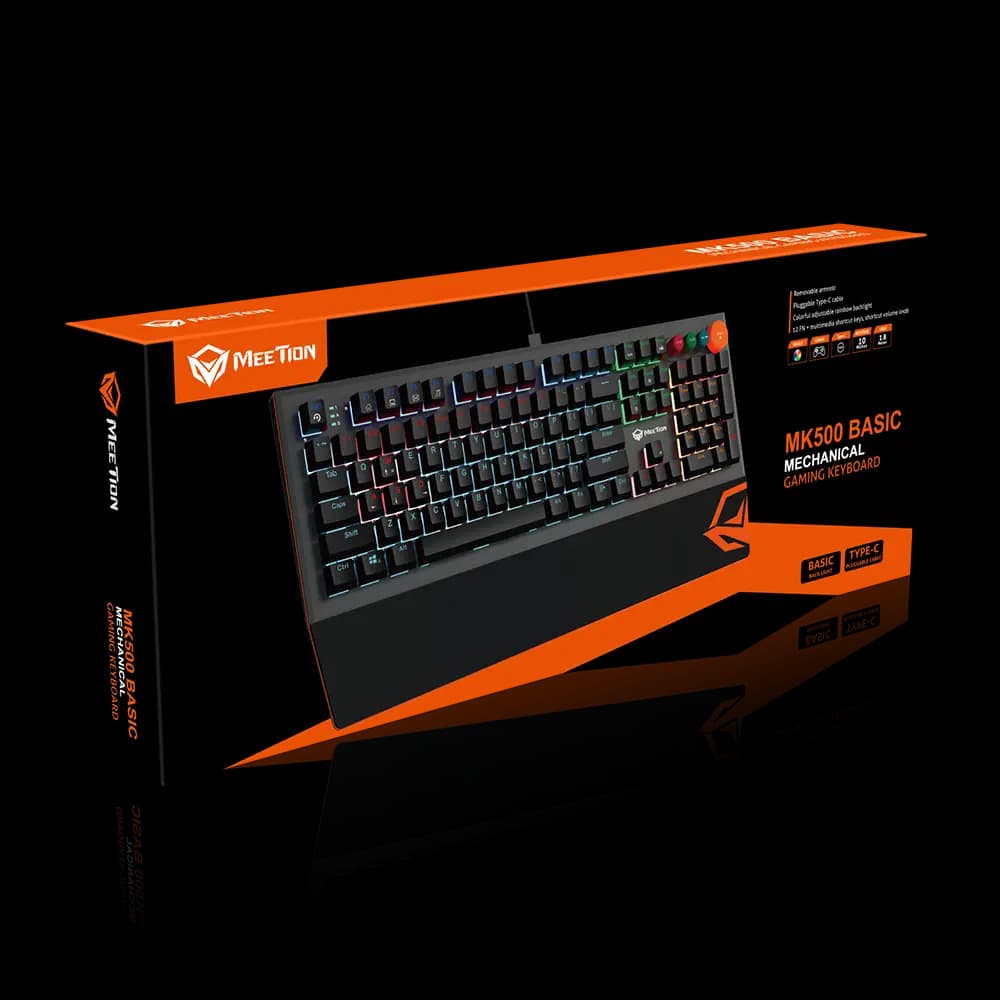 Meetion MK500 Colorful Adjustable Rainbow Backlight Mechanical Gaming Keyboard