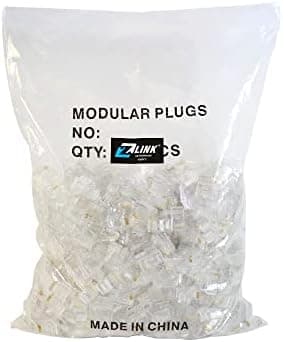 Connectors for RJ Cat 5 cables, 900 plastic pieces كيس 900 قطعة