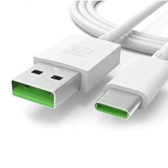 Super Voc Fast Charging and Data Sync Cable with USB Type-C Port, 100 cm long, Compatible with Oppo R15/Reno/Reno2/Reno 2 Z/Reno F/Realme X3/XT, White