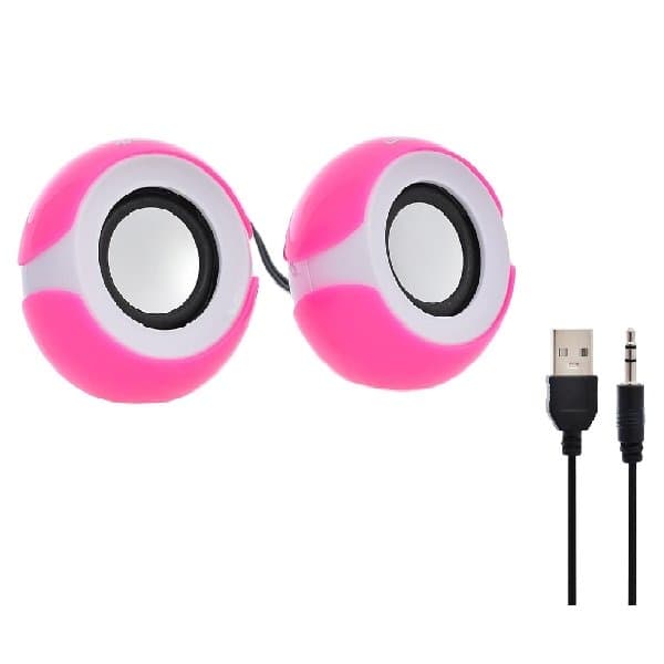 Generic Gamma GT-215 Mini Digital Speaker With Trendy Design USB 2.0 Plug for Computer Set Of 2 Pieces 5V 52mmx2 – Pink