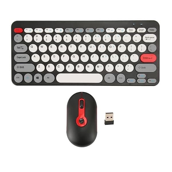 Fashion HK09 Mini Wireless Keyboard Mouse Combo – (AR/ENG) Slim Mute Key For Win/IOS | Black