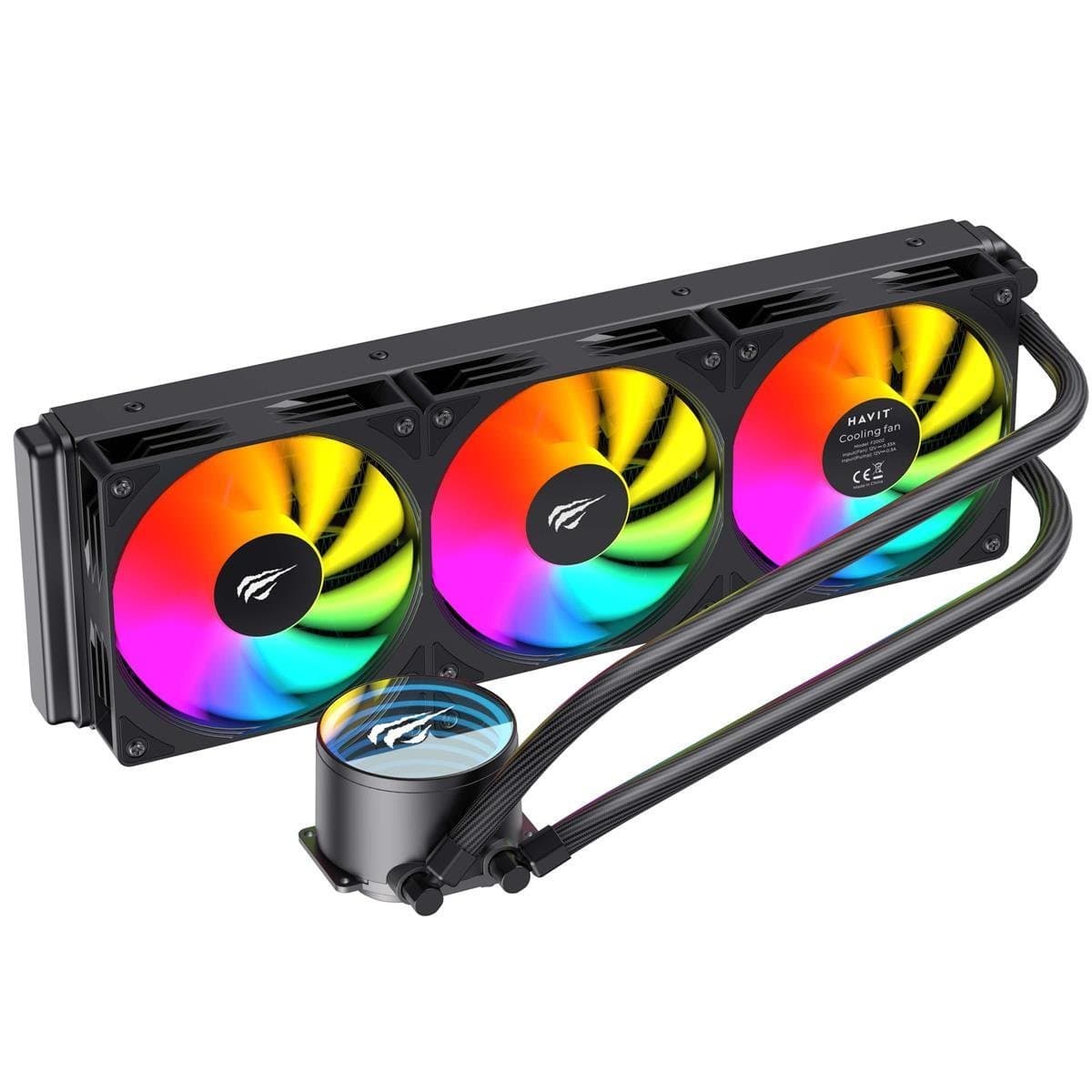 Havit F2002 Gamenote 360mm Liquid CPU Cooler – Triple PWM Fans – RGB Lighting – AM5 & LGA1700 Compatible – Ultra-Performance AIO – Black