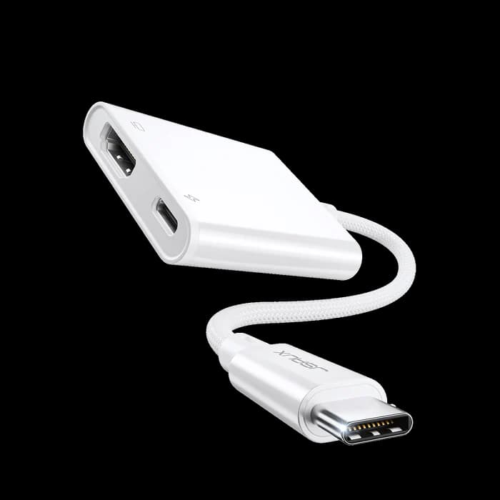 JSAUX CV0063 2-in-1 USB-C to HDMI Adapter – 4K UHD Video Output – 100W Power Delivery Fast Charge – Type-C Hub for MacBook, iPad, and Steam Deck – White