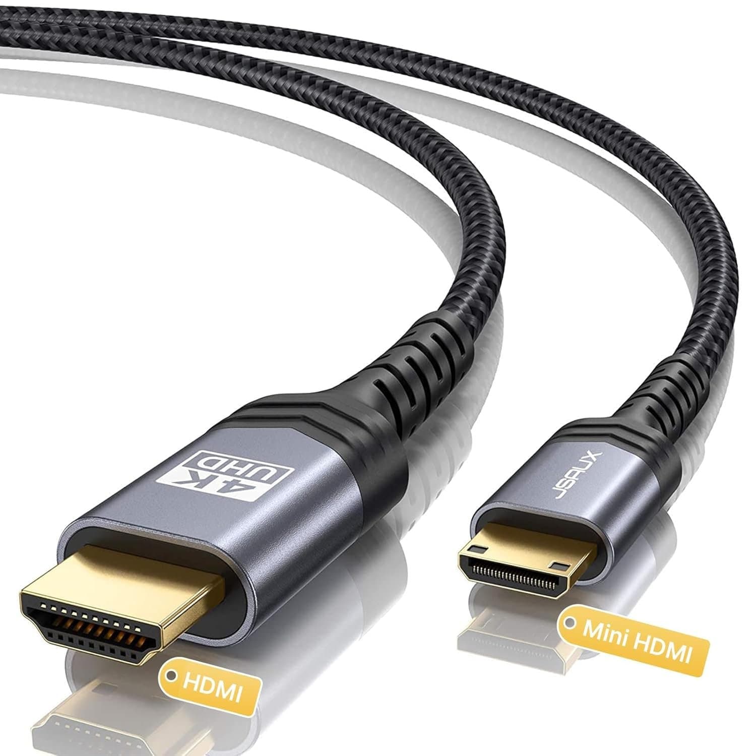 JSAUX CV0026 Flex Series Mini HDMI to HDMI Cable – High-Speed 4K, 1.8M, Grey 🔌🖥️