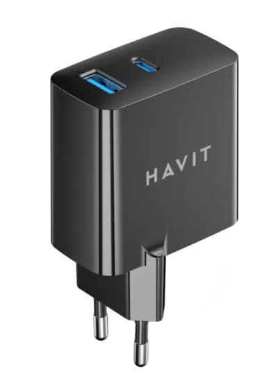Havit wall Charger PD 45wat dual port with Gan technology for Laptop and MACBOOK and Google pixel and Iphone model uc45pro