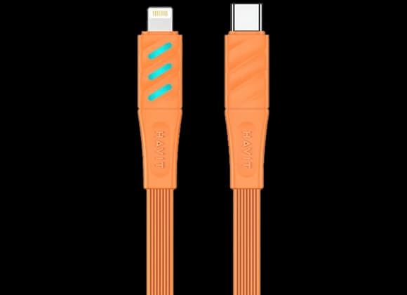 Havit CB6255 30W PD Fast Charging Cable – USB Type-C to Lightning with LED Indicator – 1 Meter (100cm) – Vibrant Orange