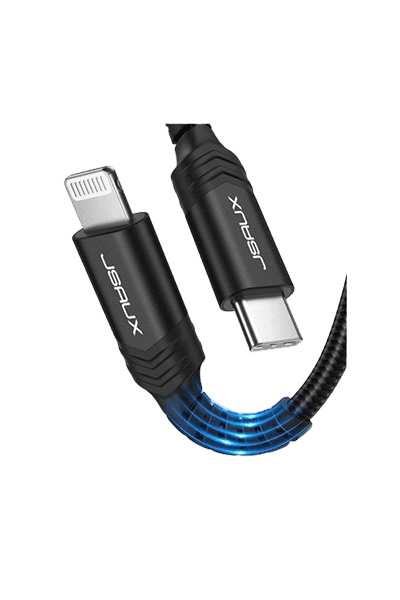 JSAUX CL0037 USB-C to Lightning Cable [Apple MFi Certified] – 20W PD Fast Charging – 1.2 Meters (4ft) Nylon Braided – Supports Power Delivery for iPhone & iPad – Black
