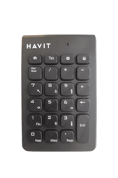 Havit KB223 USB Wired Numeric Keypad – 19 Keys Slim Number Pad – Plug & Play for Laptop, Desktop & Accounting – Black