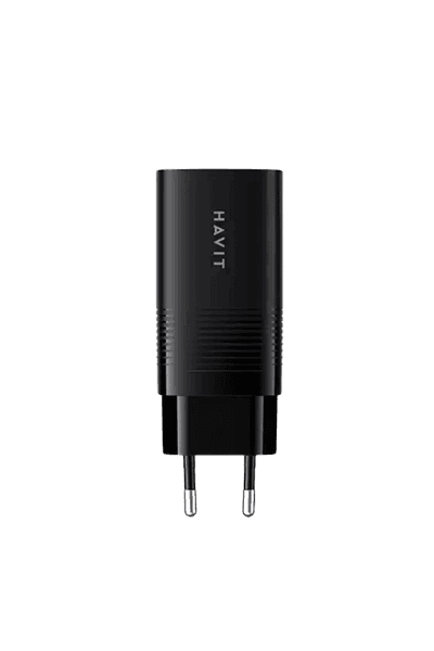 Havit UC20 EU 65W Fast Charger – 3-Port (2x USB-C + 1x USB-A) – 65W Power Delivery – High-Performance Adapter for MacBook Pro/Air, iPad Pro, iPhone 15/16, and Samsung – Black