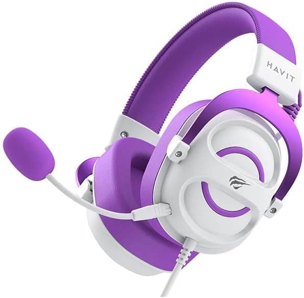 Havit  H2002E  GAMING HEADPHONE 3.5MM tailored for the game high tone White + Purple