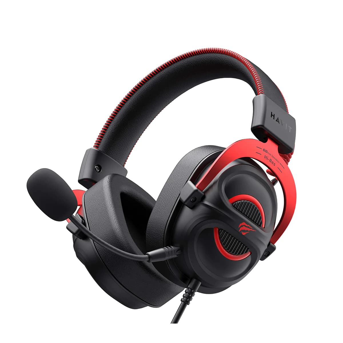 Havit H2002E Pro Gaming Headset – Massive 60mm High Magnetic Speakers – Wired Over-Ear Headphones with Detachable Mic – Black & Red