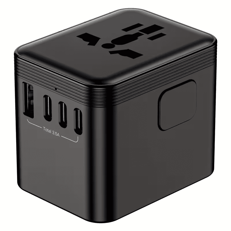 Universal Travel Adapter, Worldwide International Power Adapter, High Speed 3.4A 4*USB, 3*Type-C 3.0A Port And 1* USB-A Port with Worldwide AC Power Plug Wall Charger for Europe UK EU US CA AU Italy Asia And More Than 170 Countries