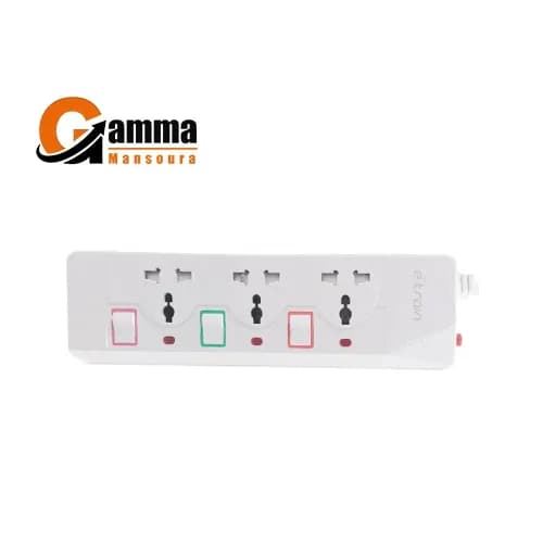 ETrain PS073 3Port Power Strip 2500W 1.5m – White