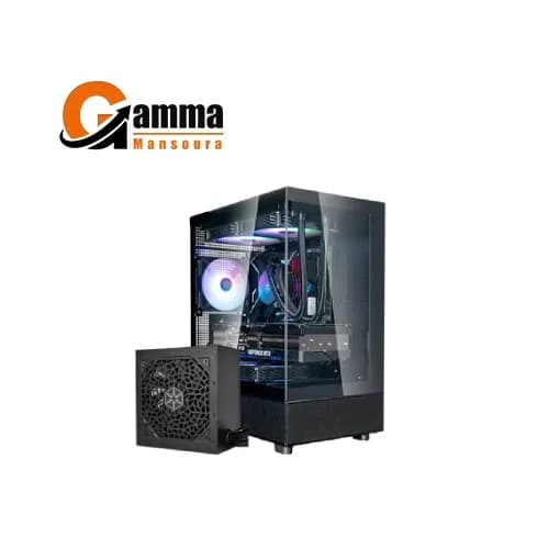 Case SilverStone Lucid 04 Panoramic Micro-ATX Black + PSU 550W
