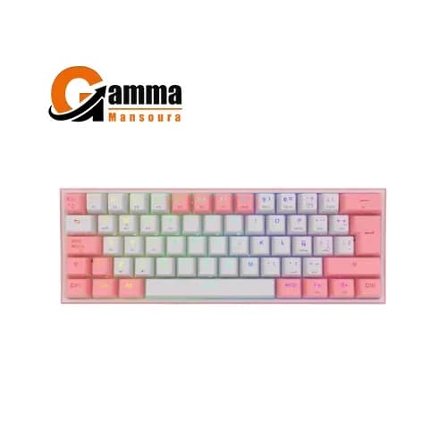 ريدراجون FIZZ PRO K616 كيبورد ميكانيكي سويتش أحمر قابل للتعديل - (أبيض/وردي)
