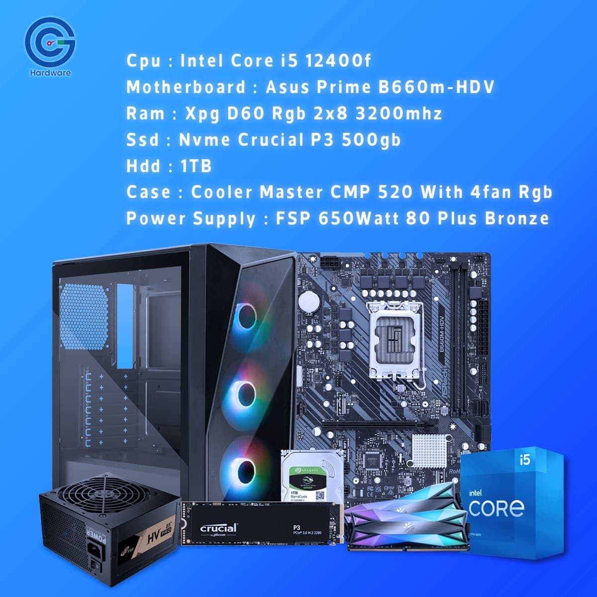 قوة الأداء المتوازن: تجميعة Intel Core i5-12400F مع ASUS Prime B660M-K D4 و16GB RAM – مثالية للجيمنج والاستخدام اليومي!