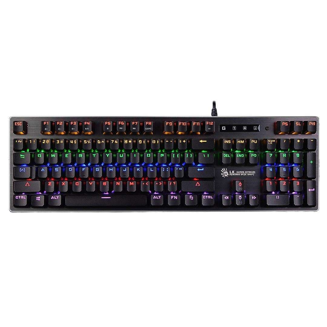 كيبورد جيمنج ميكانيكال Bloody B760 – سويتش LK Optical Green، استجابة 0.2ms، إضاءة Rainbow LED، يدعم N-Key Rollover (رمادي)
