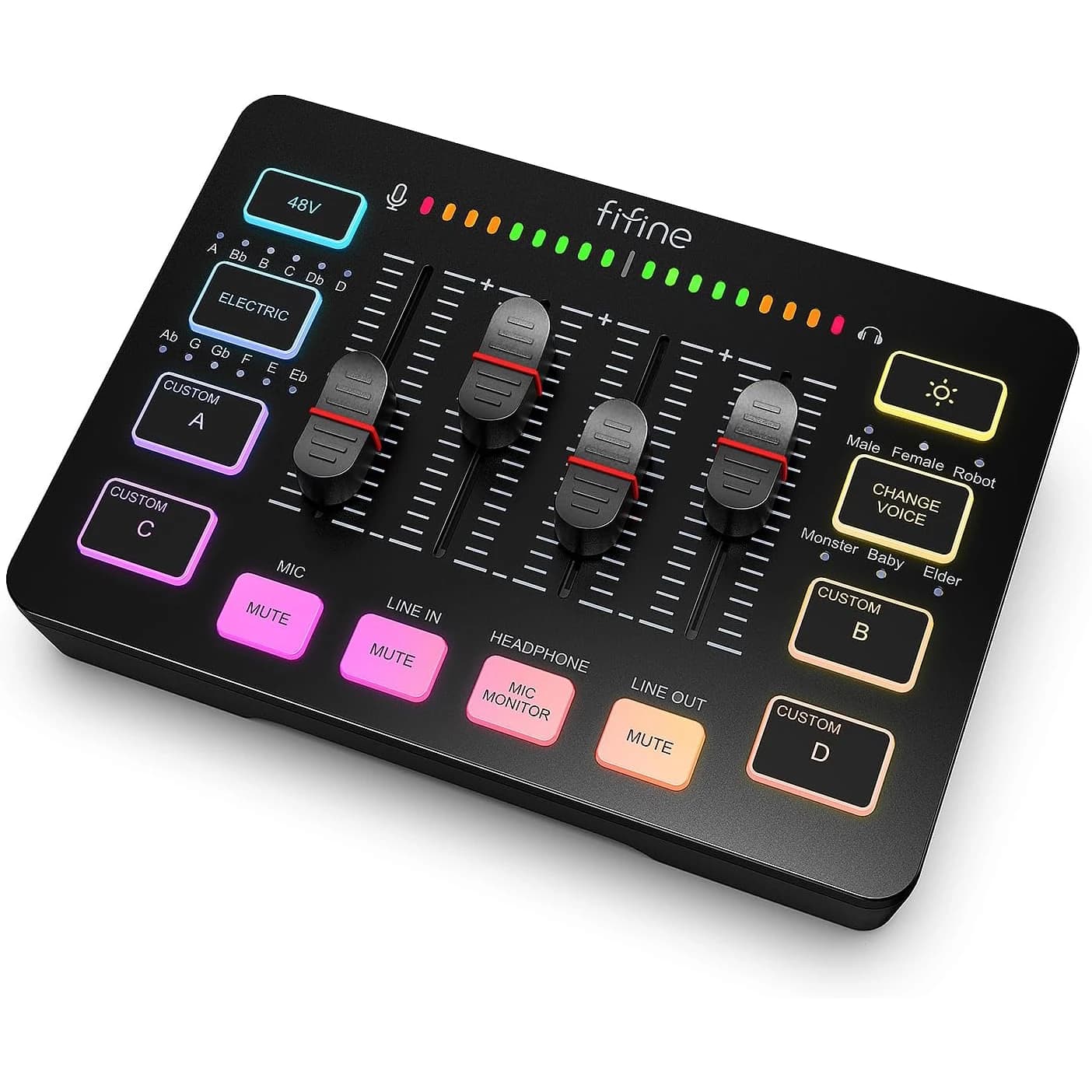 FIFINE SC3 AmpliGame Gaming Audio Mixer, with XLR Microphone Interface, Individual Control, Volume Fader, Mute Button, 48V Phantom Power