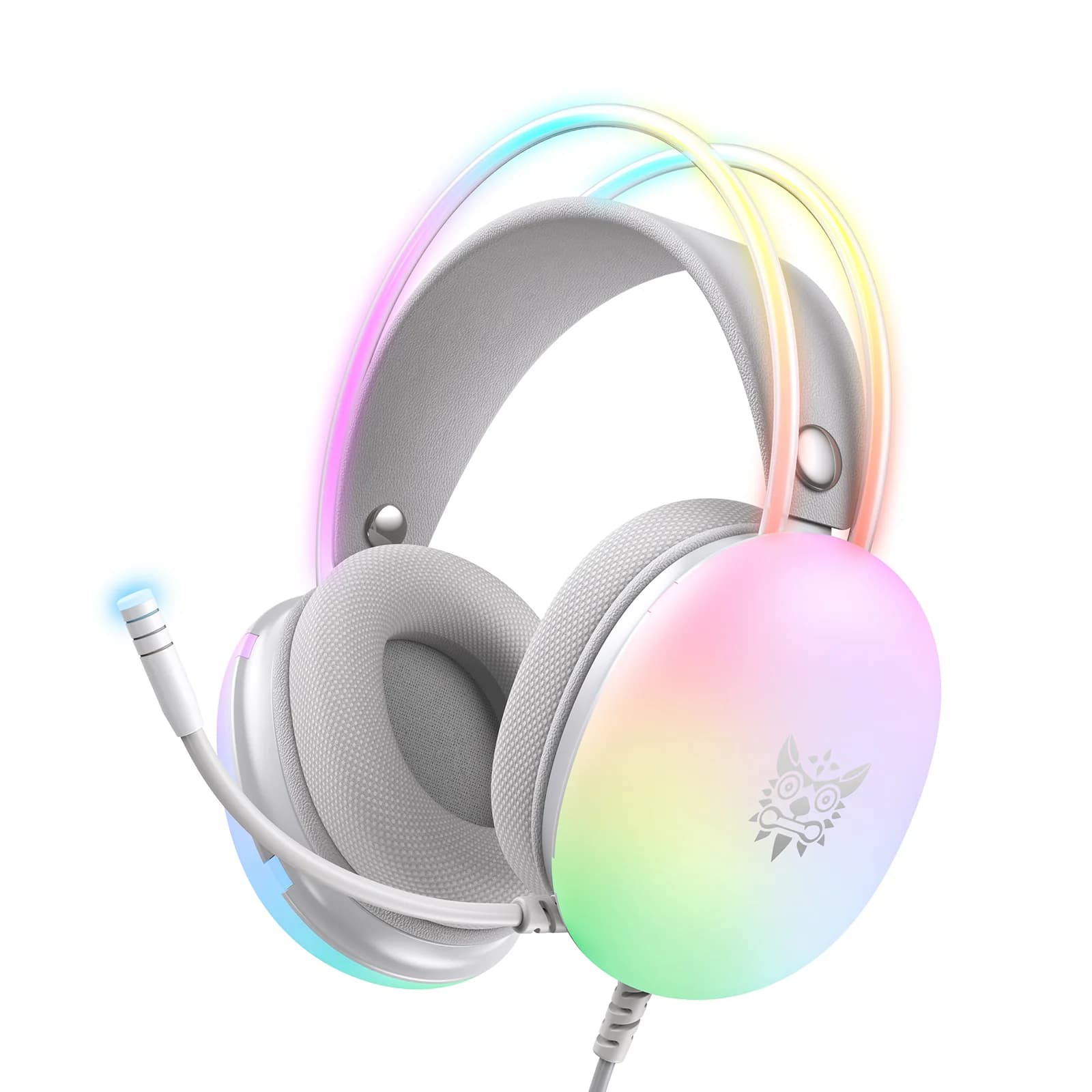 ONIKUMA X25 RGB Gaming Headset – 50mm Drivers, 3D Stereo Surround Sound, Noise Cancelling Microphone & RGB Gaming Headphones for PC, PS5, PS4, Xbox & Mobile (White)