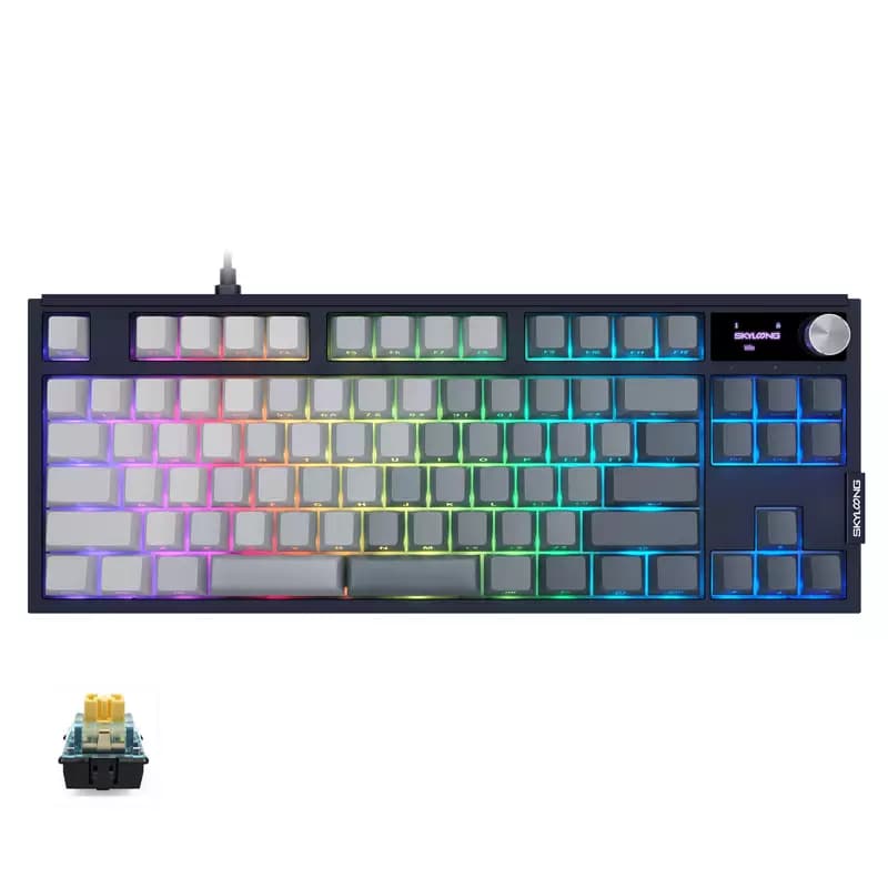 كيبورد جيمنج ضوئي SKYLOONG GK87 RGB 8K - سويتش أصفر Skyloong قابل للاستبدال - معدل استجابة 8000Hz (توايلايت)