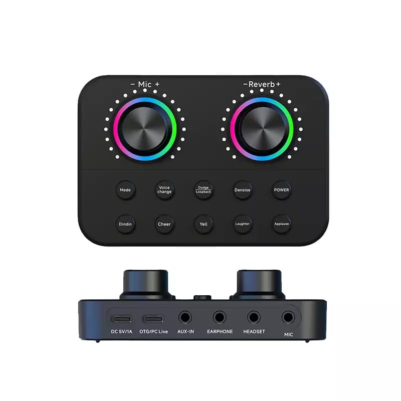 BOX6 Live Sound Card Voice Changer – USB Audio Mixer for Mobile Phone & PC with DSP Effects, Live Streaming & Recording