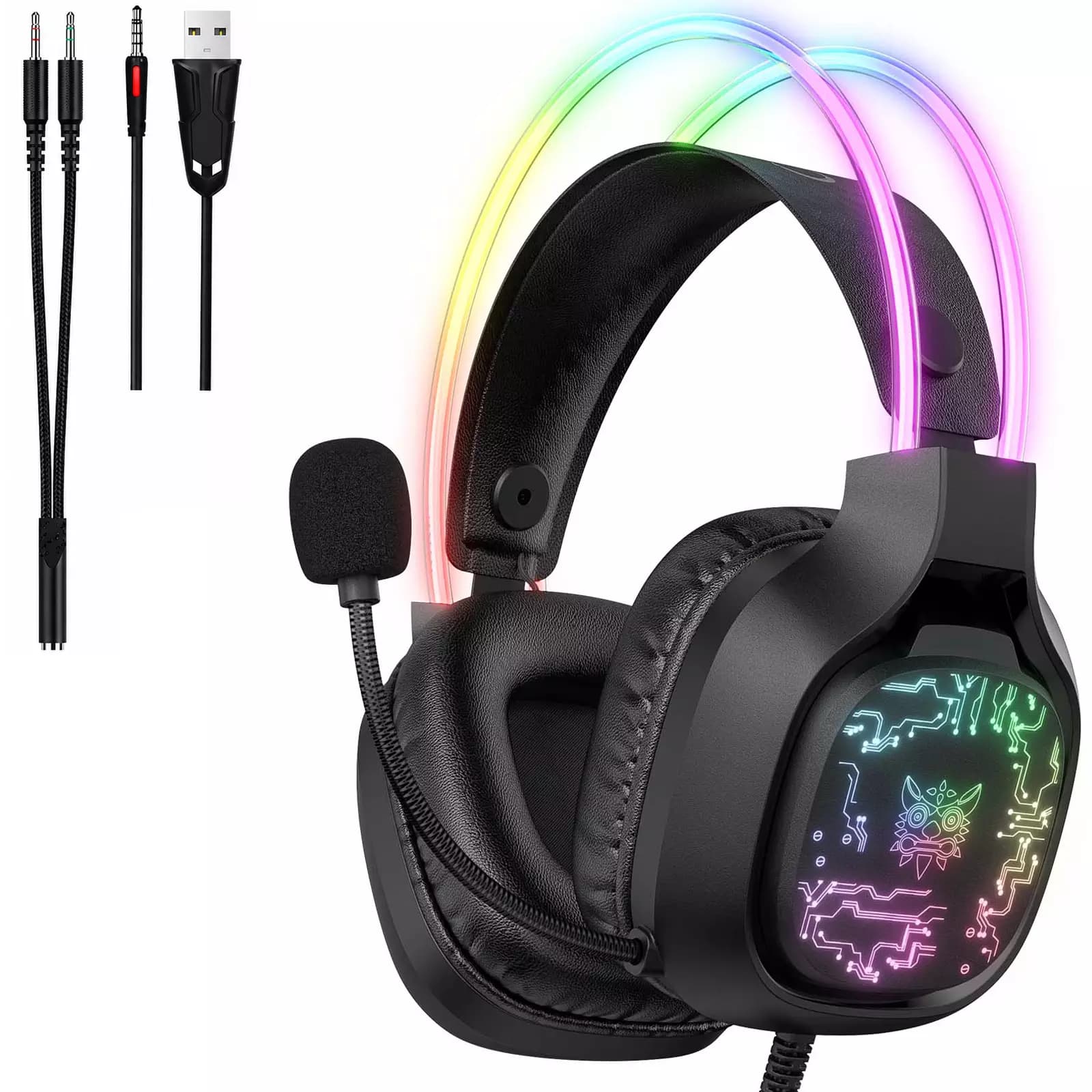ONIKUMA X22 RGB Gaming Headset – 50mm Stereo Drivers, Noise Cancelling Microphone & RGB Wired Gaming Headphones for PC, PS5, PS4, Xbox & Mobile (Black)