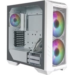 Cooler Master HAF 500 White PC Case: Mid-Tower, 2 x 200mm Pre-Installed ARGB Fans for High-Volume Airflow, Rotatable 120mm GPU Fan, Versatile Cooling Options, Tempered Glass Side Panel, Removeable Top