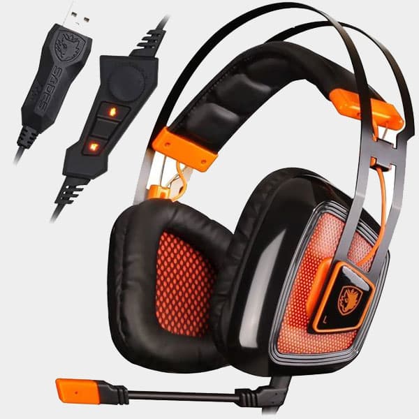 Sades A8 USB 7.1 Virtual Surround Gaming Headset With Mic , Vibration & LED Light For PC